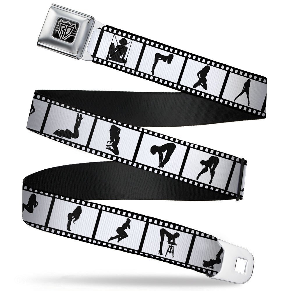 2990 Seatbelt Belt Girls Posing Film Strip White/Black 1.5" Wide